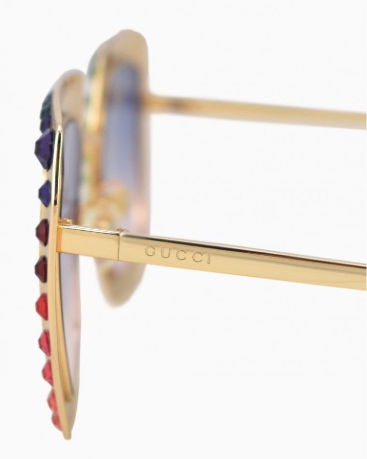 Óculos de sol Gucci original Crystal-studded rainbow feminino